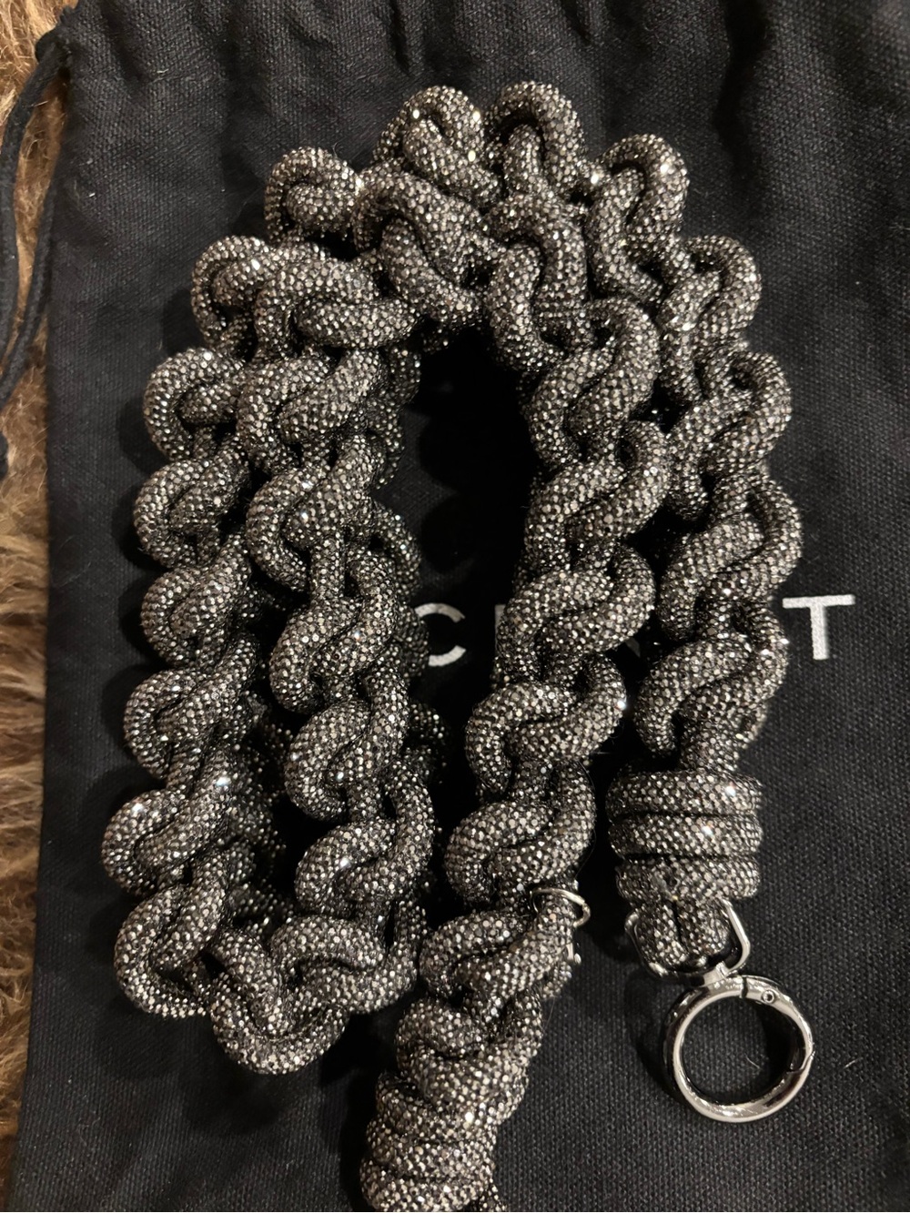 Rocknot Sparkle Handbag Strap with RK Logo Tag - Gunmetal-NEW - Picture 7 of 11